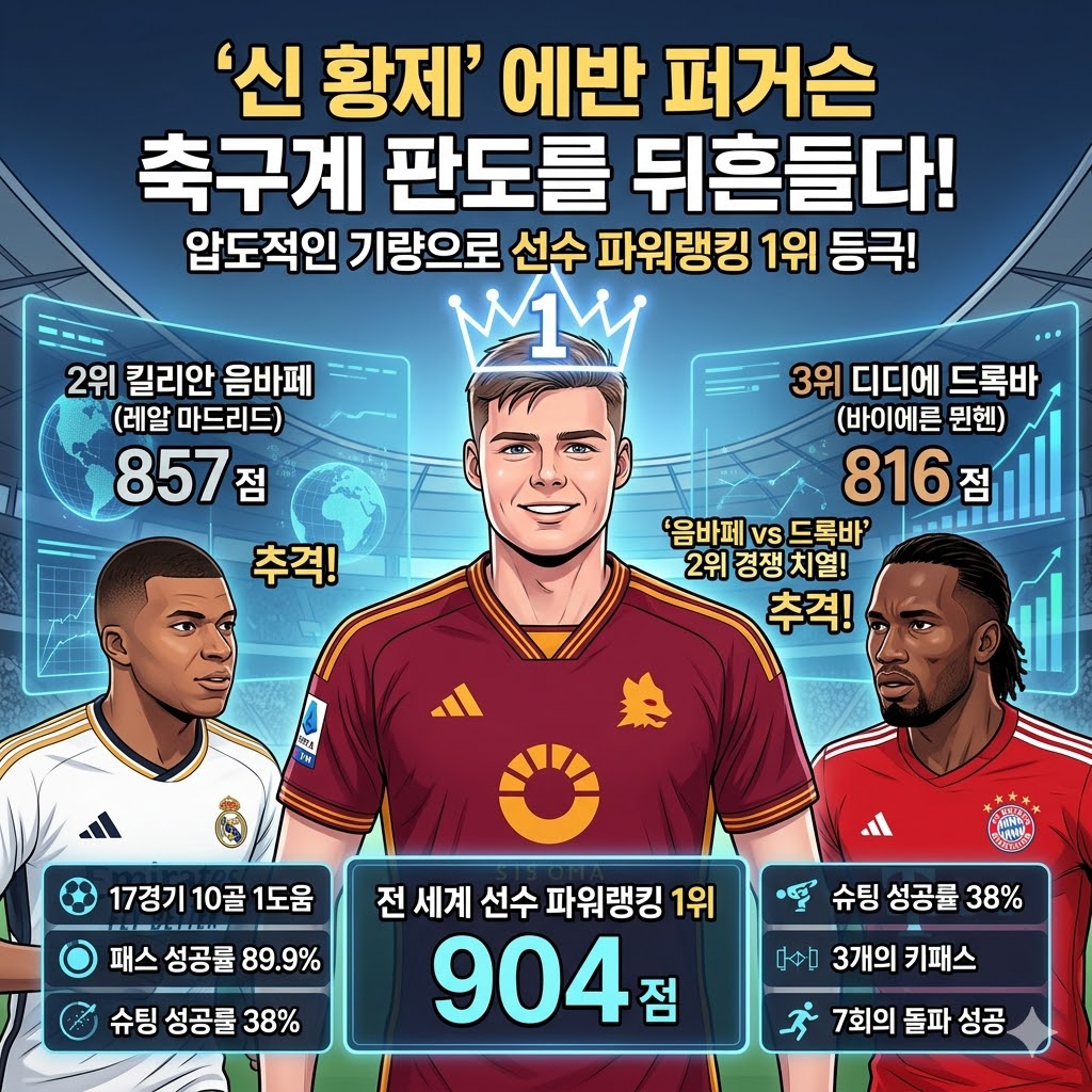 에반 퍼거슨 선수 파워랭킹 1위 등극음바페 2위 드록